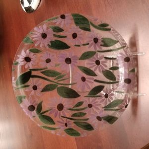 flowered art glass dish